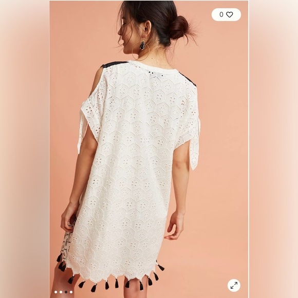 Anthropologie Hemant & Nandita Aditya White Embroidered Dress Size M - Picture 7 of 16